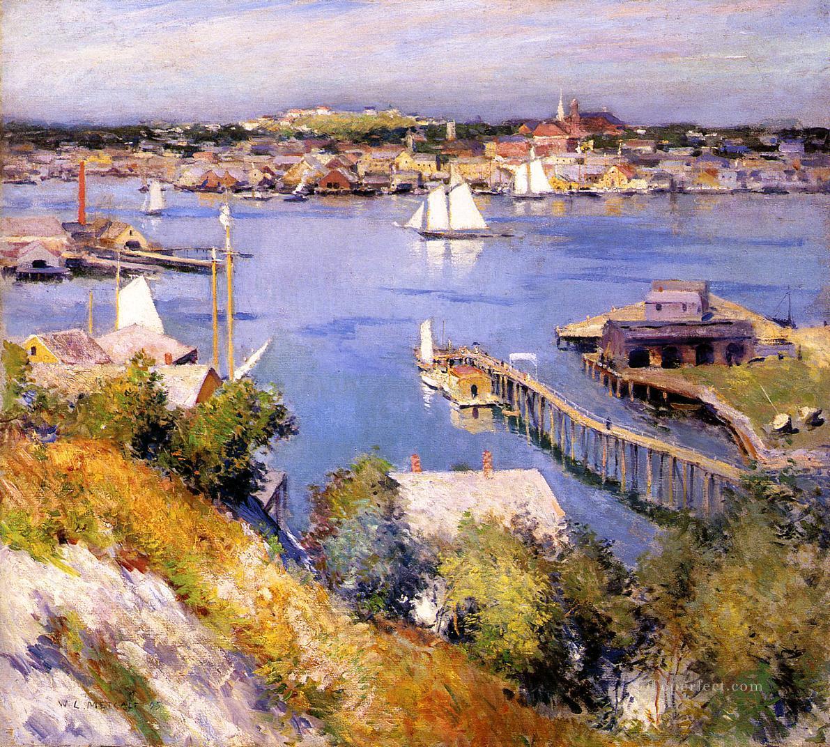 グロスター港の風景 ウィラード・リロイ・メトカーフ油絵